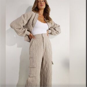 Tan Wide Leg Pants with Relaxed Silhouette